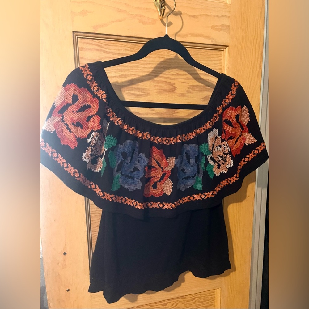 Free People embroidered off the shoulder top